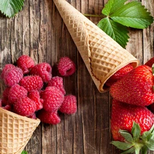 boarding, Leaf, strawberries, wafers, raspberries