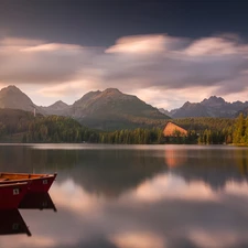 Slovakia, Tatras, boats, Mountains