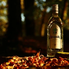 Bottle, Leaf, Poland, Krupnik, vodka