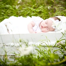 small, girl, box, the sleeping