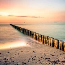 breakwater, sea, Sky