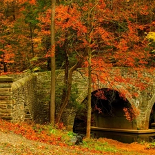 autumn, stone, bridge, Park