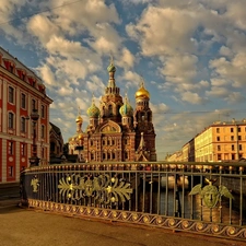 Cerkiew, Newa, bridge, buildings