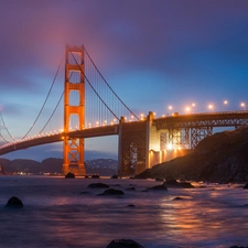 Golden Gate, Floodlit, bridge