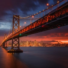 San Francisco, Night, bridge, Golden Gate
