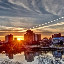 Panorama of City, Great Sunsets, bridge