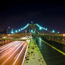 bridge, Town, Night