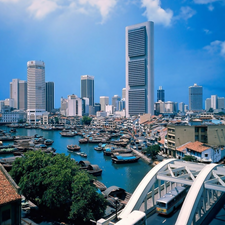 Singapur, port, bridge, Town