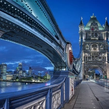 London, City at Night, Tower Bridge, bridge