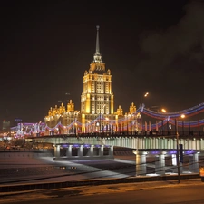 bridge, illuminated, Town