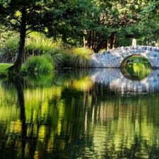 Park, stone, bridges, River