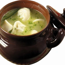 Dumplings, broth