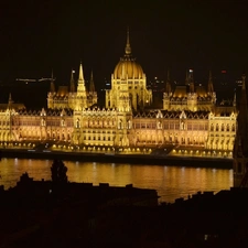 Budapest, parliament, lighting