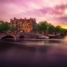 buildings, bridge, Amsterdam, canal, Netherlands