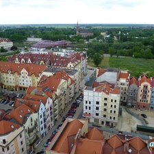 panorama, Poland, buildings, bridge, town, Glogow