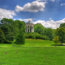 Park, viewes, Buldings, trees