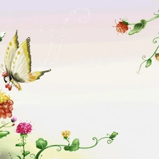 Flowers, butterfly