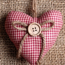 Heart teddybear, Pane, button, textile