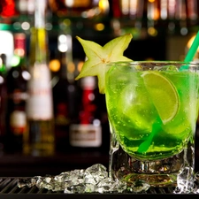 Green, Icecream, carambola, cocktail