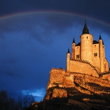 clouds, Great Rainbows, Castle