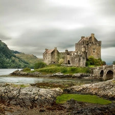 Castle, clouds, River