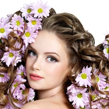 Women, Flowers, characterization, make-up