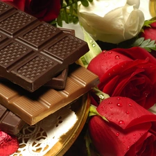 Red, roses, chocolate, White