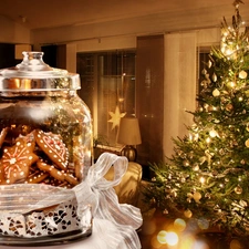 christmas tree, jar, decor, Room, festive, Cookies