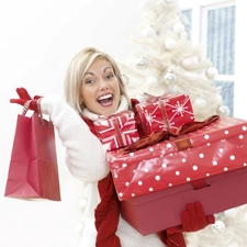 Women, shopping, Christmas, Packages