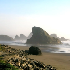 Cliffs, Sand, Coast, sea, stony