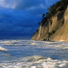 Cliffs, blue, sea