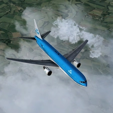 Boeing 767, by, clouds, KLM