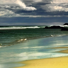 Coast, Beaches, clouds, sea