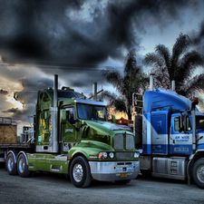 clouds, truck, dark