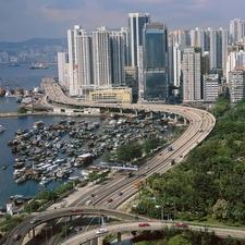 clouds, district, Hong Kong, skyscrapers, China