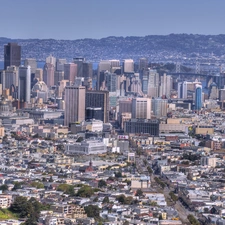 panorama, skyscrapers, clouds, town