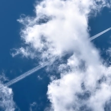 clouds, plane, Sky