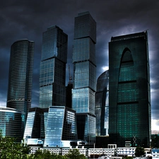 Sky, skyscrapers, clouds, clouds