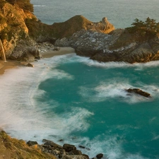 rocks, Sand, Coast, water