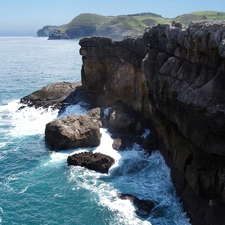 sea, rocks, Coast, Waves