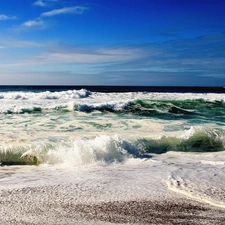 Coast, sea, Waves