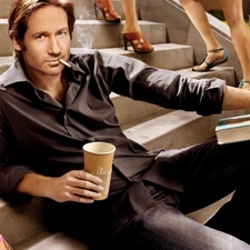 coffee, Books, legs, Cigarette, David Duchovny