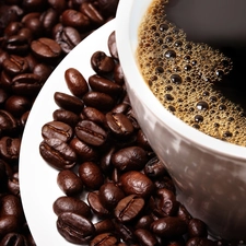 cup, grains, coffee, saucer