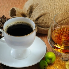 coffee, grains, cognac, cup