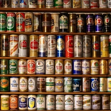 Beer, bookstand, collection, Cans