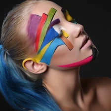 Women, color, make-up, Bodypainting