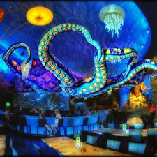 Hotel hall, Octopus, colors, Restaurants