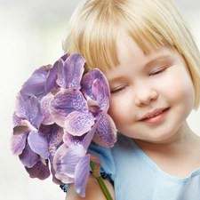 orchid, girl, Colourfull Flowers