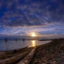 Column, Beaches, sun, sea, west