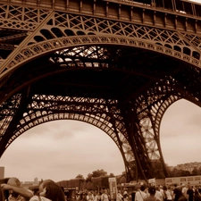 Eiffla Tower, steel, construction, Tourists